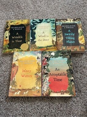 The Time Quintet series by Madeleine L'Engle. Featuring “A Wrinkle in Time”